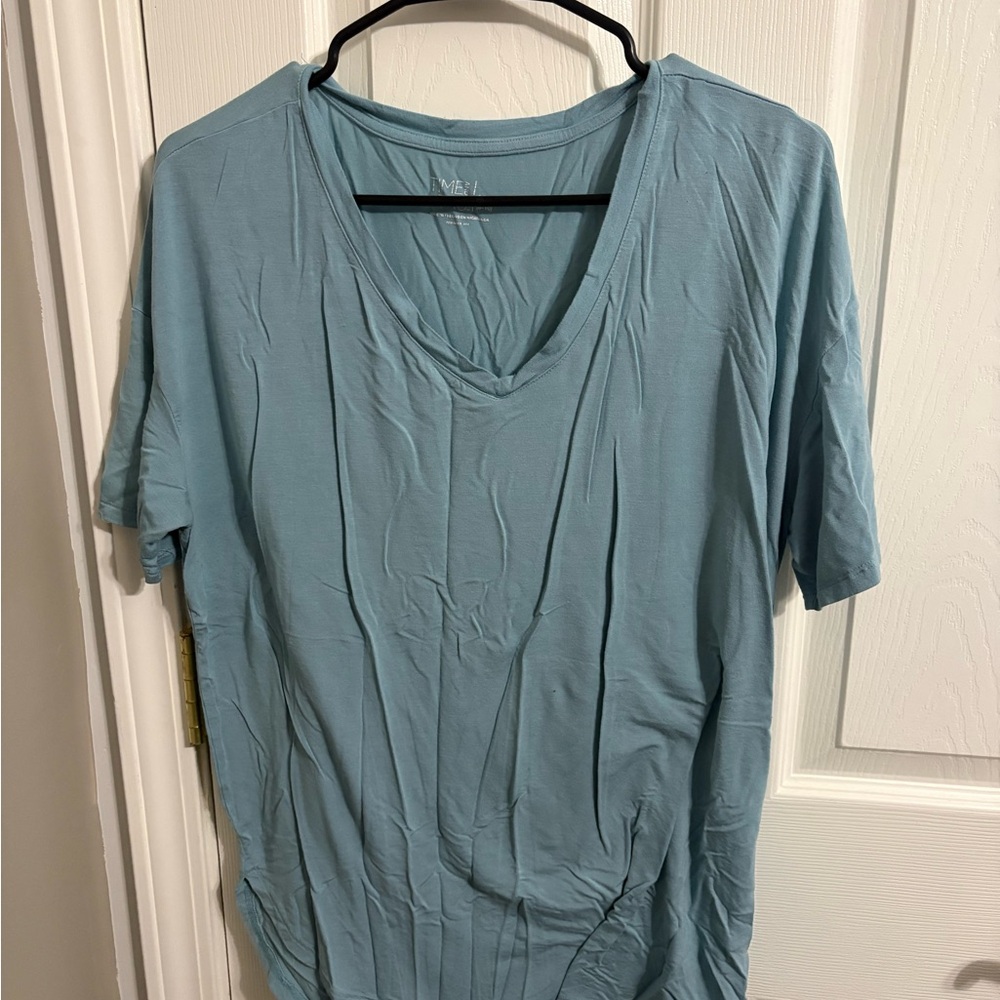 Time and Tru Light Blue V-Neck Tee